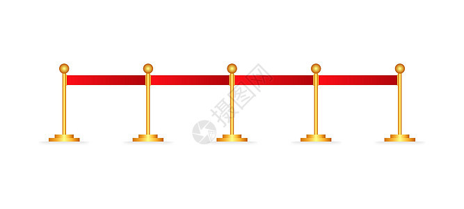 现实的栅栏 在金矿上用红色绳子 独家活动 矢量插图图片
