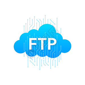 带有ftp 应用程序接口的平面网络横幅 技术概念 矢量图解下载备份传播服务服务器托管界面等距文档数据库图片
