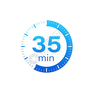 35 分钟 秒表矢量图标 在白色背景上的平面样式的秒表图标 矢量库存插图警报网络蓝色小时圆形商业时间倒数速度运动图片