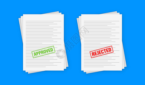 矢量橡胶邮票被批准和否决 有红色和绿色邮票的文件矩形顾客文档插图墨水标签打印控制工作邮政图片
