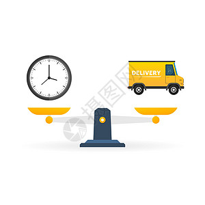 快递服务徽章 与汽车的快速交货订单在白色背景 矢量图网络导游命令时间计时器跑表代理人手表货物行动图片