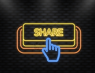尼恩图标 用于网络营销设计的有紫罗兰分享的白背景上的亮光按钮的图标 矢量插图图片