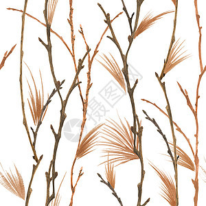 新年冬季森林水彩色无缝模式生态灌木丛墙纸植物锥体松树季节手绘木头风格图片