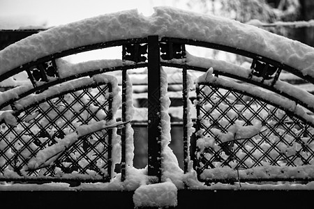 铁丝栅栏和有雪的金属网 冬天的金属网被雪覆盖森林雪堆国家场景季节暴风雪降雪雪景旅行荒野图片