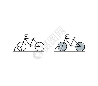 以白色背景隔离的自行车泊车停放大纲和填充大纲图标图片