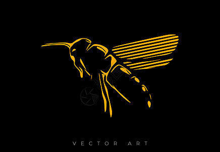 黑色背景上的飞行蜜蜂的矢量插图 现代墙壁艺术或海报图片