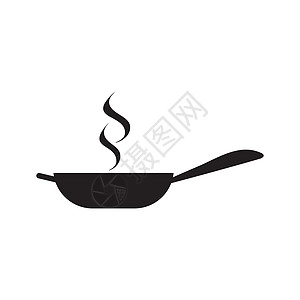 图标标识矢量设计黑色餐厅厨师食物美食蒸汽用具厨具平底锅图片