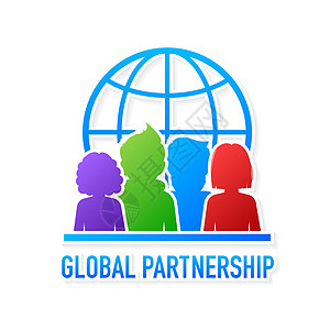 平板式全球伙伴关系 全球社会网络 数字技术 包括利润工作商业金融品牌战略家庭男人外包标识图片
