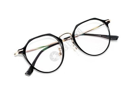 现代时装眼镜的图像 孤立在白色背景 眼衣 眼镜极客黑色医疗塑料配饰反射眼睛镜片玻璃框架图片