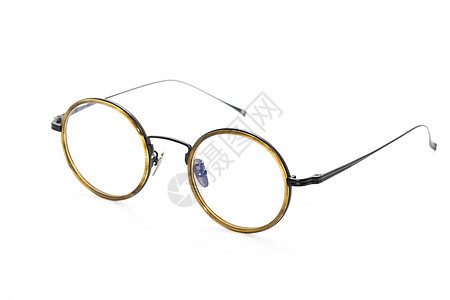 现代时装眼镜的图像 孤立在白色背景 眼衣 眼镜玻璃反射眼睛黑色塑料极客近视框架医疗手表图片