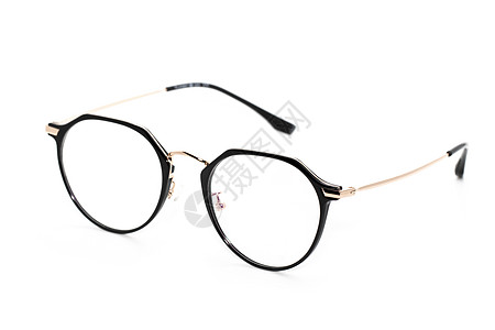 现代时装眼镜的图像 孤立在白色背景 眼衣 眼镜反射玻璃光学黑色眼睛配饰塑料近视极客镜片图片