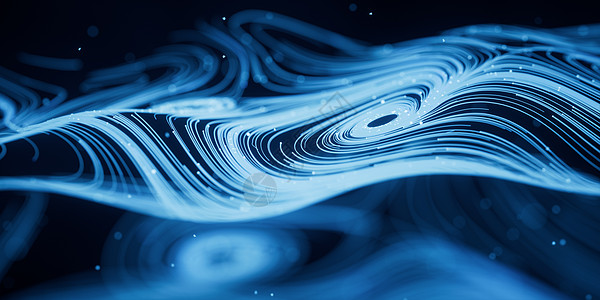 波粒子线 有旋转模式的波粒子线 3D投影戒指线条青色涡流海浪渲染踪迹粒子辉光漩涡图片