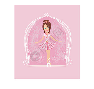 小芭蕾舞卡跳舞微笑公主舞蹈家框架艺术家演员剧院裙子卡通片图片