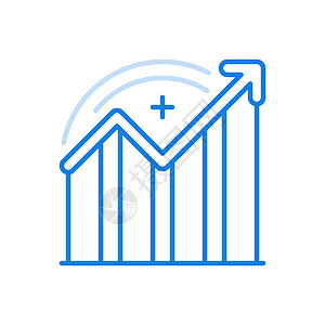 统计增长指标矢量线图标 利润增加图 使用向上曲线箭头图片