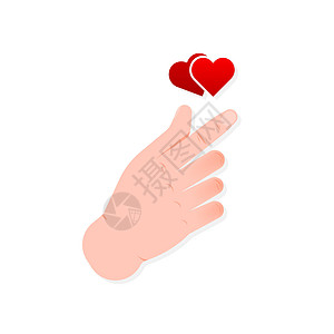 Doodle 爱心手势 用于印刷设计 矢量插图 平面设计拇指身份手指海报邮票涂鸦卡片夫妻蜜月男人图片