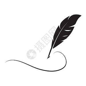 Feather 湿润标识徽标矢量模板绘画艺术草图古董羽毛墨水鹅毛笔插图书法教育图片