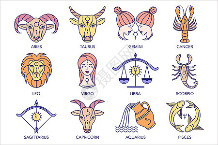 收集zodiac标志狮子月亮八字绘画动物艺术天文学行星女孩癌症图片