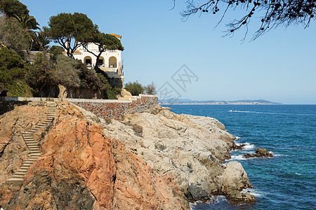 著名的西班牙赛道 位于西班牙加泰罗尼亚 S Agaro 布拉瓦海岸的地中海边图片