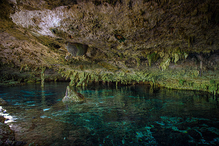含清蓝水的多斯奥霍斯注热带潜水游客蓝色丛林地质学旅行池塘游泳地标图片