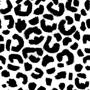 豹皮皮肤美工仿造印刷品 矢量无缝模式艺术品白色刷子野生动物荒野插图情调异国黑色丛林图片