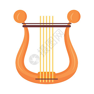 半平面彩色矢量物体物品音乐会玩家乐器旋律乐队贴纸字符串插图古董图片