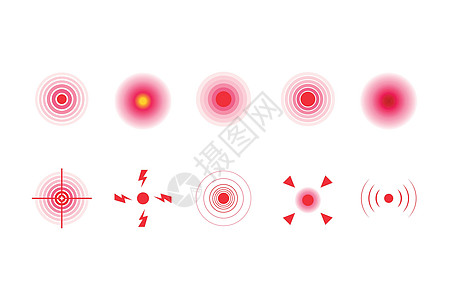 红痛圈 标记人的痛苦 头疼牙痛肌肉月经疼痛 身体部位记号受伤月经期脖子伤害神经圆圈牙疼创伤本土化帮助脉冲图片