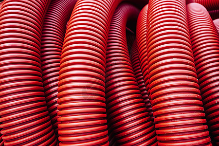 用于地下电线铺设的红花纹pvc管道安装导管电工瓦楞金属材料技术力量灵活性生产图片