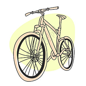 涂鸦式自行车 面粉颜色 线矢量自行车赛车旅行活动行动运动车轮踏板车辆健康图片