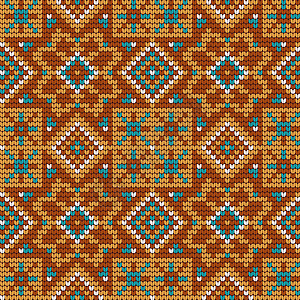 传统编织模式棕色亚麻毛衣星星黄色插图织物针线活羊毛手工图片