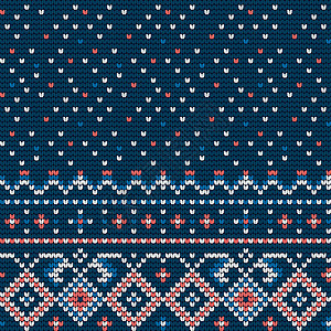 传统编织模式麻布毛衣织物针线活民间手工红色纤维插图蓝色图片