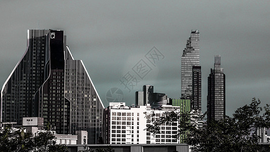 曼谷现代办公高层建筑的空中景观 曼谷市中心的公寓 日落天空 曼谷 泰国图片
