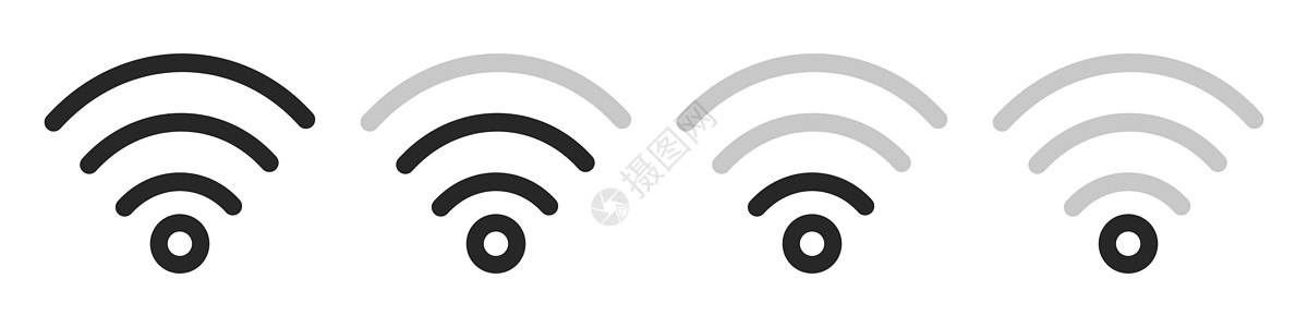 Wi-Fi 图标 有四个不同的信号强度 网络图标 矢量图片