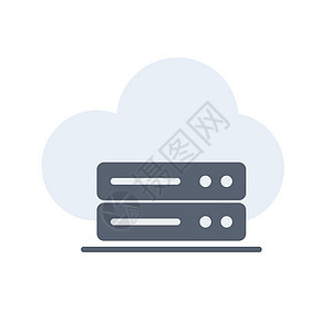 云端服务器图标 网络主机 服务器架子和云层 矢量图片