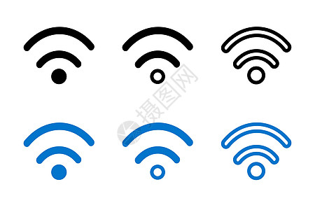 Wi-Fi或具有不同样式和颜色的网络图标 矢量图片