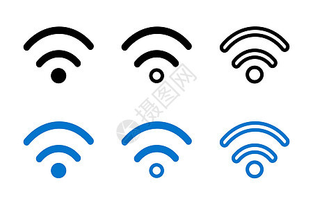 Wi-Fi或具有不同样式和颜色的网络图标 矢量图片