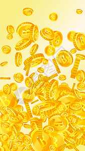 比特币 互联网货币硬币下跌 正面分散的 BTC 硬币 加密货币 数字货币 非凡的大奖 财富或成功的概念 矢量图图片