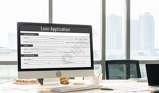 现代数字信息收集在线贷款申请表网上贷款申请表投资小样职场合同男人财产收藏桌子文档技术图片