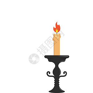 蜡烛图标矢量说明设计模板青铜古董奢华家具装饰风格燃烧持有者插图火焰图片