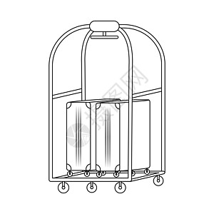 宾馆行李车半平板彩色矢量物体图片