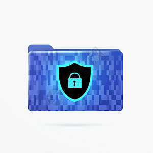文件夹锁定矢量图标 隐私数据保护 数字安全和加密工具 以保护机密和敏感信息 GDPR PII 和 PDPA 概念图片