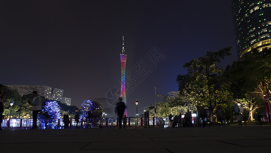 从珠江新城看广州塔新广州美丽的夜景 新广州令人惊叹的夜景 漂亮的景观 高大的高楼大厦以及夜间美妙的灯光设计天际市中心旅行夜空建筑图片