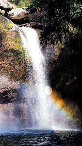 Haew Suwat瀑布的彩虹瀑布Hao Yai墙纸薄雾风景城市季节热带森林蓝色岩石丛林图片