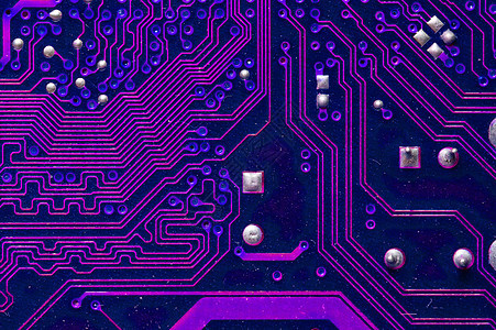 印刷霓虹紫色电路板 电子计算机技术 主板数字芯片 技术科学背景 内置通信处理器 信息工程组件图片