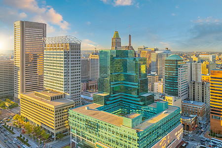 美国马里兰州市风景的巴尔的摩市中心景观吸引力全景港口天际都市商业地标市中心建筑图片
