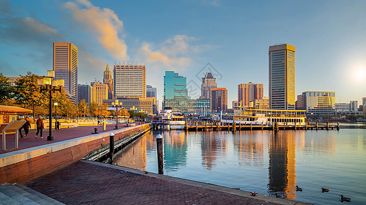 美国马里兰州市风景的巴尔的摩市中心天际旅行建筑学全景景观港口市中心城市都市商业图片