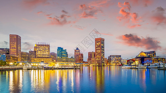 美国马里兰州市风景的巴尔的摩市中心旅行全景地标景观城市建筑市中心日落吸引力商业图片