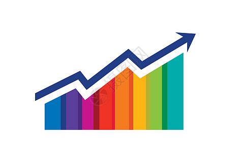 多彩条 带向上升向箭头的多彩条银行业酒吧金融桌子营销预报蓝色库存商业统计图片