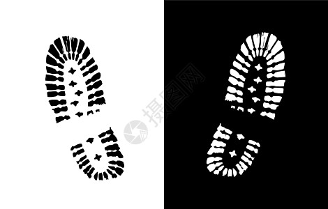 鞋面打印矢量符号身份墨水黑色白色踪迹运动脚步鞋类脚印烙印图片