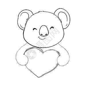 Koala Strach 矢量说明 Teddy从澳大利亚来涂鸦艺术动物园毛皮绘画野生动物哺乳动物考拉桉树丛林图片