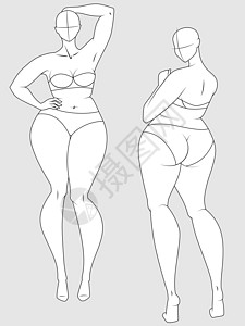 加大小 10 的大小 10 头型时装图样模板衣服插图多样性女性绘画人体尺寸数字模型身体图片